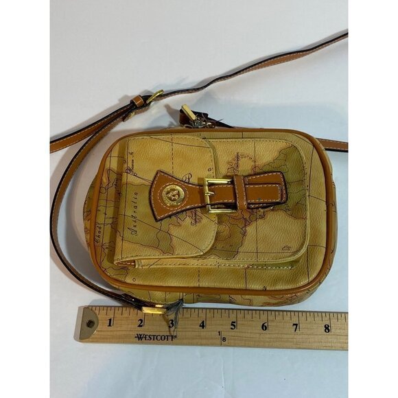 France Frank Farmer 1878 Tan Map Print Crossbody Purse with Adjustable Strap - Picture 8 of 11